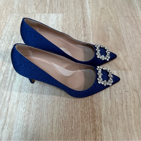 New Banana Republic Madison Blue Crystal Buckle Pumps Size 8.5 - Picture 6 of 12